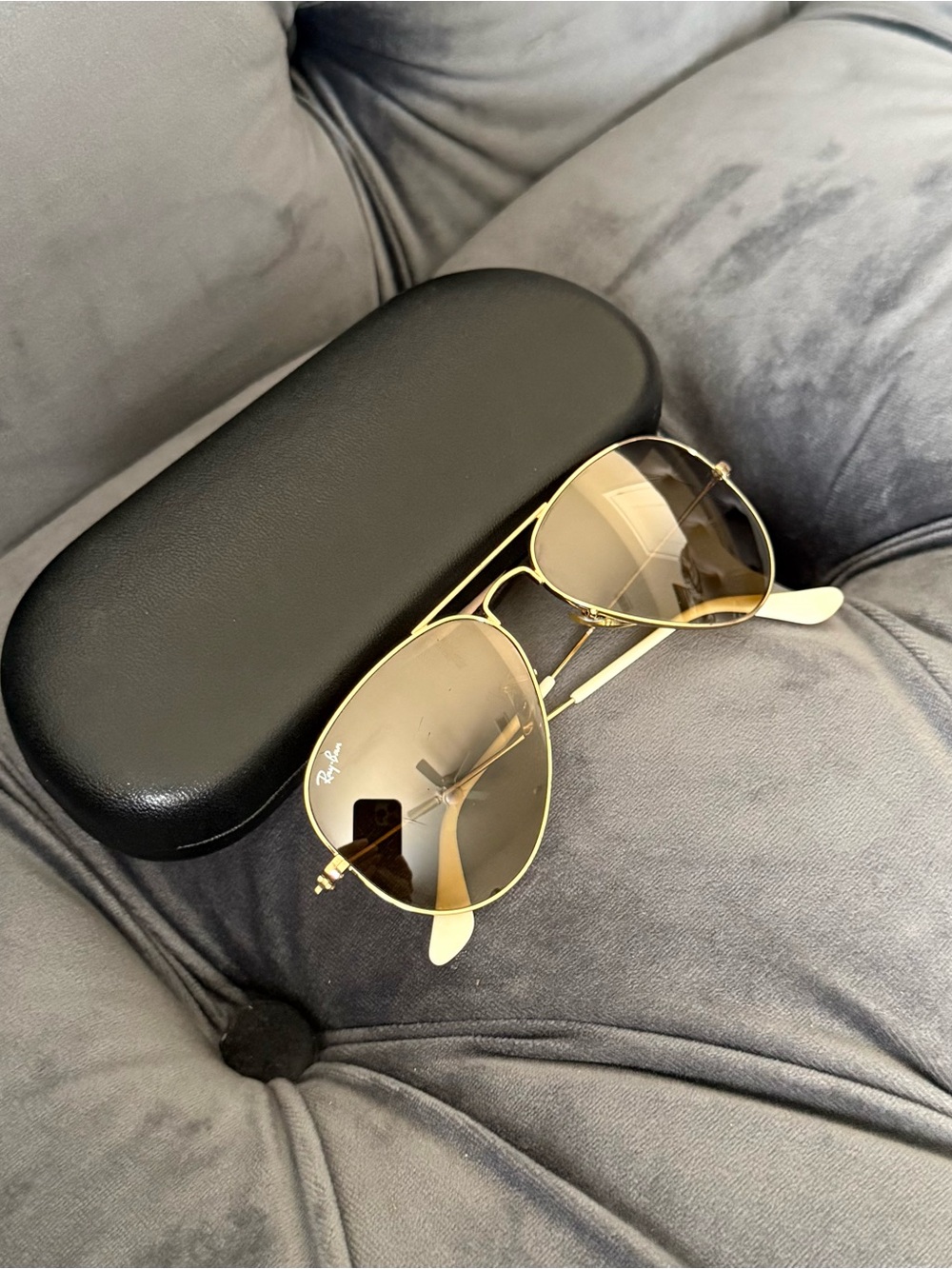 Ray-Ban RB3025 Aviator Large Metal 58mm Gold Brown Gradient Sunglasses Case Rare